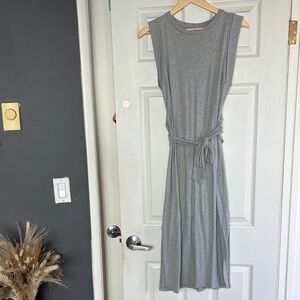 Vince Gray Jersey Sleeveless Midi Dress Cutout